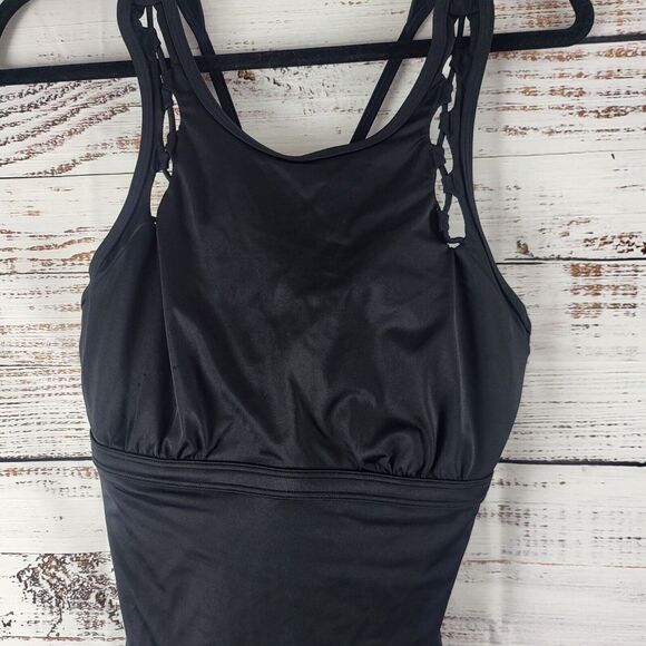 Athleta Tankini Swim Top 38B/C Womens Black Underwired Pullover Swimwear - Picture 3 of 12